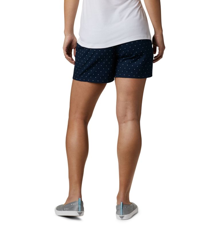 Women's PFG Bonehead Stretch Shorts, Color: Collegiate Navy Swiss Dot, image 2