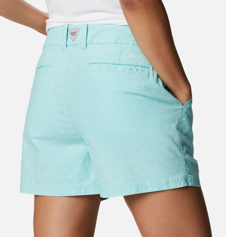 Women's PFG Bonehead Stretch Shorts, Color: Gulf Stream Swiss Dot, image 5