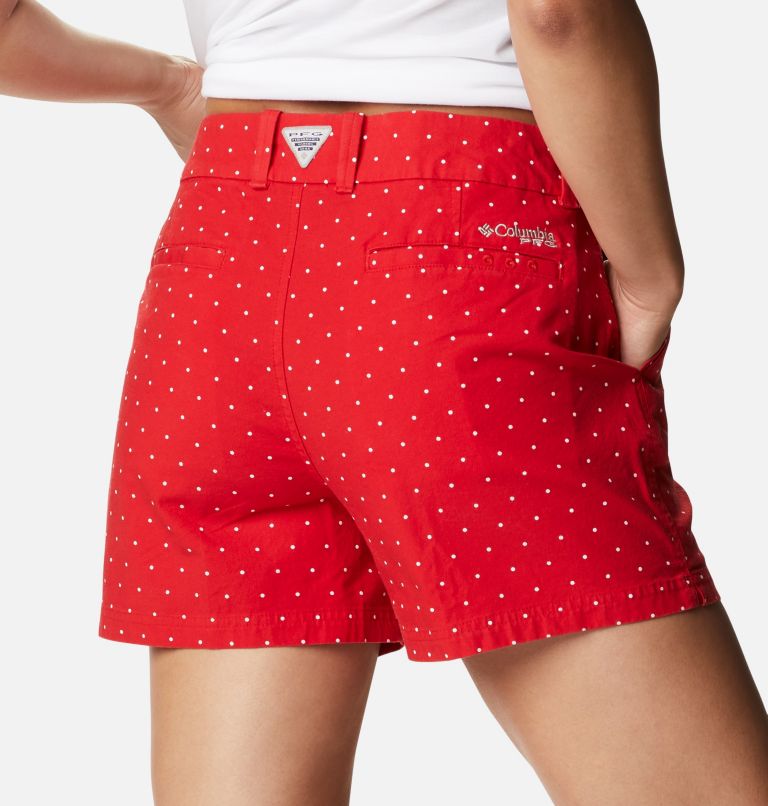 Thumbnail: Women's PFG Bonehead Stretch Shorts, Color: Red Spark Swiss Dot, image 5