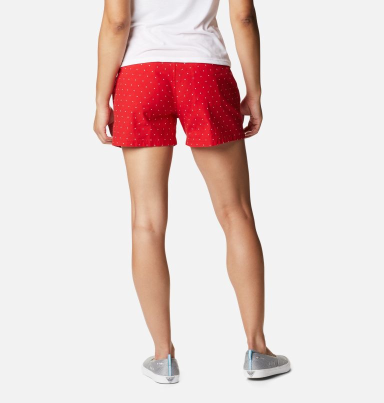 Women's PFG Bonehead Stretch Shorts, Color: Red Spark Swiss Dot
