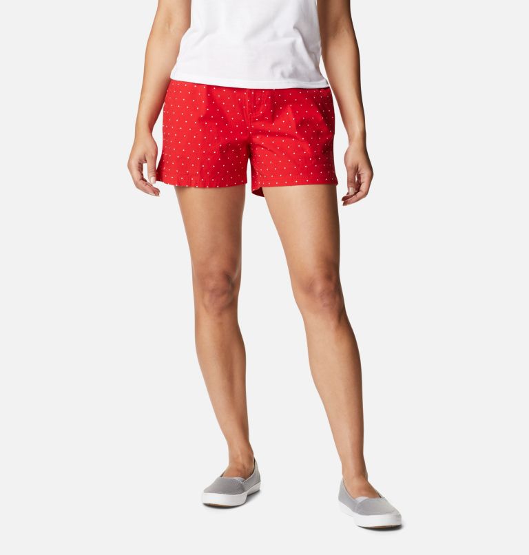 Women's PFG Bonehead Stretch Shorts, Color: Red Spark Swiss Dot