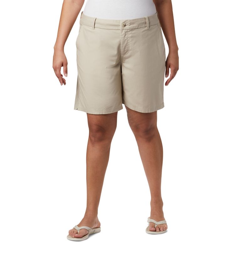 Thumbnail: Women's PFG Bonehead Stretch Shorts - Plus Size, Color: Fossil, image 1
