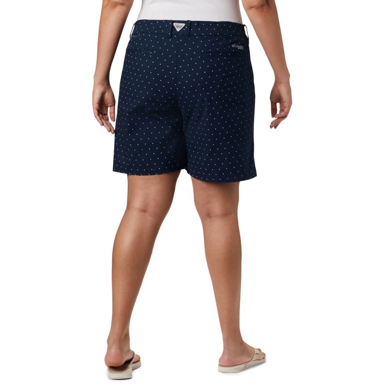 Women's PFG Bonehead Stretch Shorts - Plus Size, Color: Collegiate Navy Swiss Dot, image 2