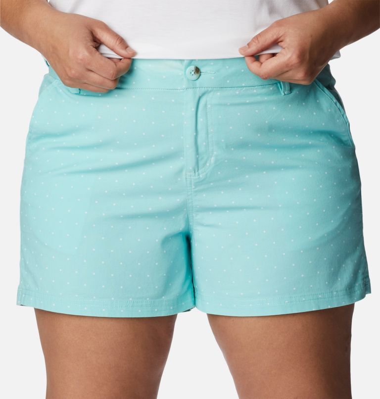 Women's PFG Bonehead Stretch Shorts - Plus Size, Color: Gulf Stream Swiss Dot, image 4