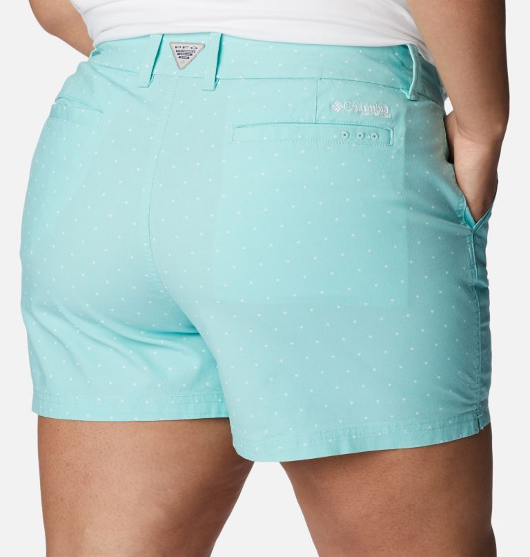 Women's PFG Bonehead Stretch Shorts - Plus Size, Color: Gulf Stream Swiss Dot, image 5