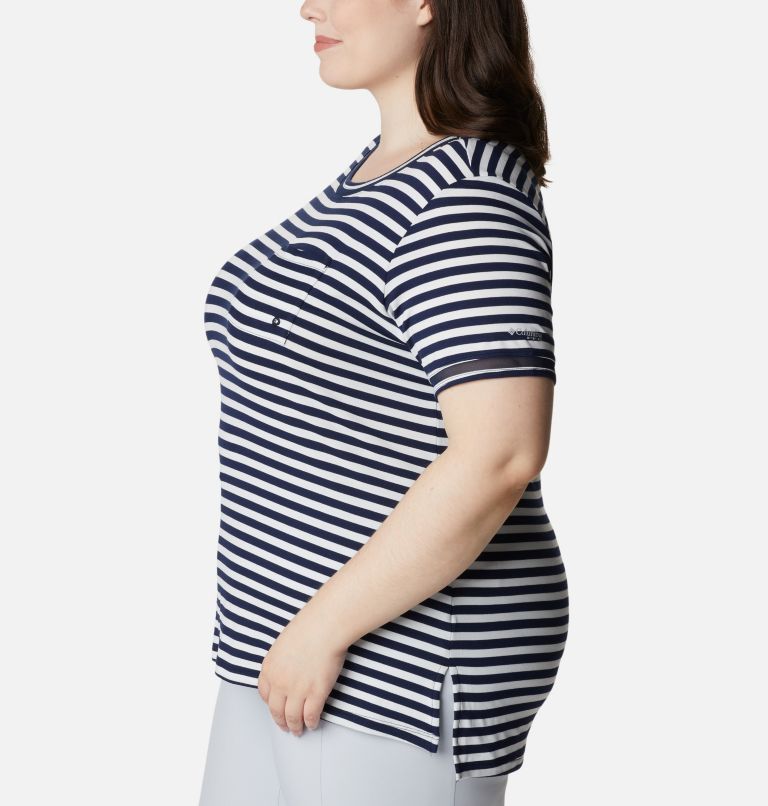 T-shirt pochette en tricot PFG Slack Water pour femme – Grandes tailles, Color: Collegiate Navy Stripe
