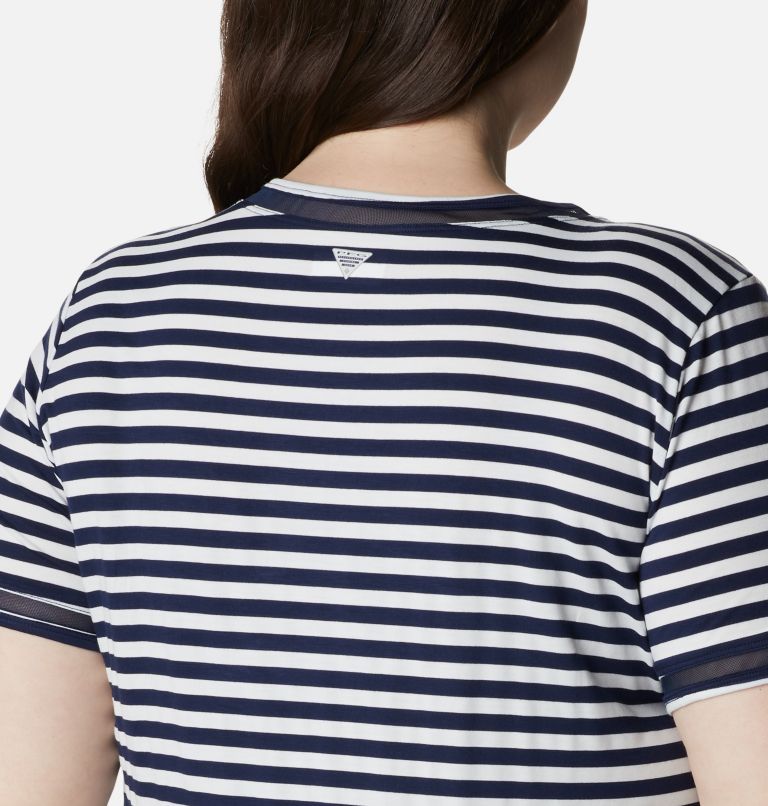 T-shirt pochette en tricot PFG Slack Water pour femme – Grandes tailles, Color: Collegiate Navy Stripe