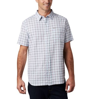 Men's Brentyn Trail&trade; Short Sleeve Seersucker Shirt Brentyn Trail&trade; SS Seersucker Shirt | 243 | L, Sky Blue Gingham, front