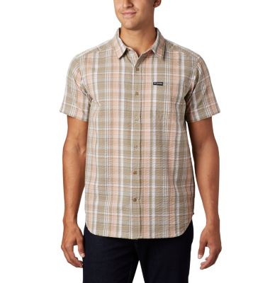 Men's Brentyn Trail&trade; Short Sleeve Seersucker Shirt Brentyn Trail&trade; SS Seersucker Shirt | 848 | XL, Light Coral Plaid, front