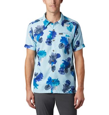 Men's Outdoor Elements&trade; Short Sleeve Print Shirt Outdoor Elements&trade; SS Print Shirt | 427 | L, Sky Blue Tropical, front