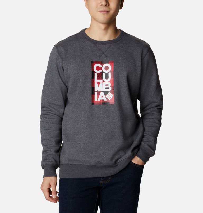 Polar de cuello redondo con logotipo de Columbia para hombre, Color: Shark Heather, CSC Stacked Frame Camo, image 1