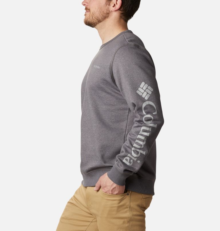 Men's Columbia Logo Fleece Crew, Color: City Grey Hthr, CSC Sleeve Logo, image 3