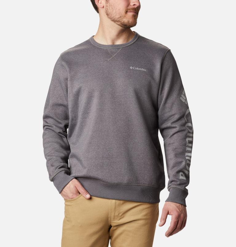 Men's Columbia Logo Fleece Crew, Color: City Grey Hthr, CSC Sleeve Logo, image 1
