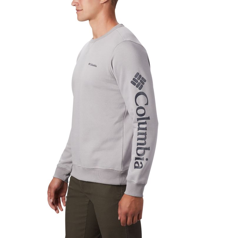M Columbia&trade; Logo Fleece Crew | 039 | L Men's Columbia&trade; Logo Fleece Crew, Columbia Grey Heather, Collegiate Navy, a2