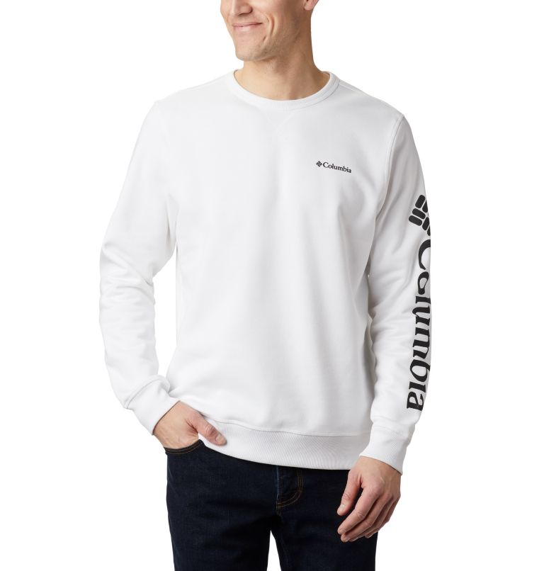M Columbia Logo Fleece Crew | 100 | L, Color: White, Black, image 1