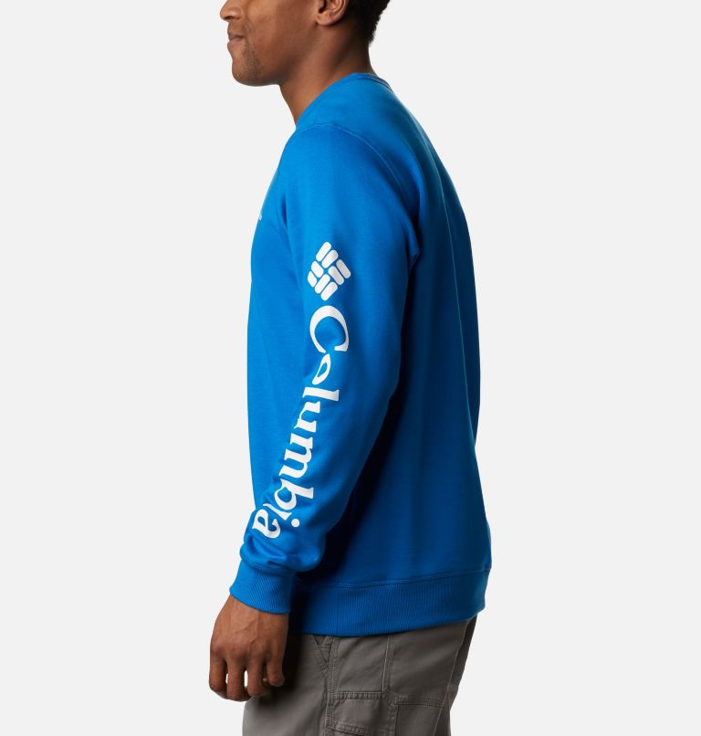 M Columbia&trade; Logo Fleece Crew | 432 | L Men's Columbia&trade; Logo Fleece Crew, Bright Indigo, White, a1