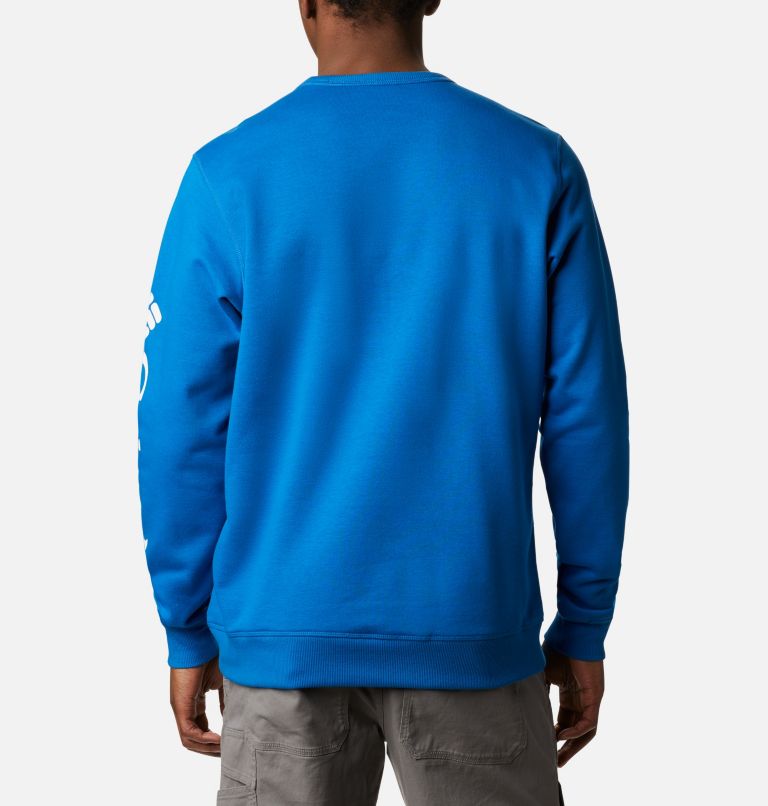 M Columbia&trade; Logo Fleece Crew | 432 | L Men's Columbia&trade; Logo Fleece Crew, Bright Indigo, White, back