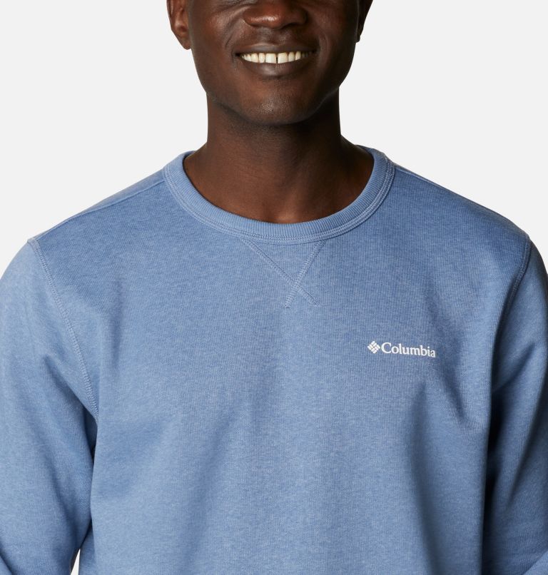 M Columbia Logo Fleece Crew | 449 | L, Color: Bluestone Heather Block Print, image 4