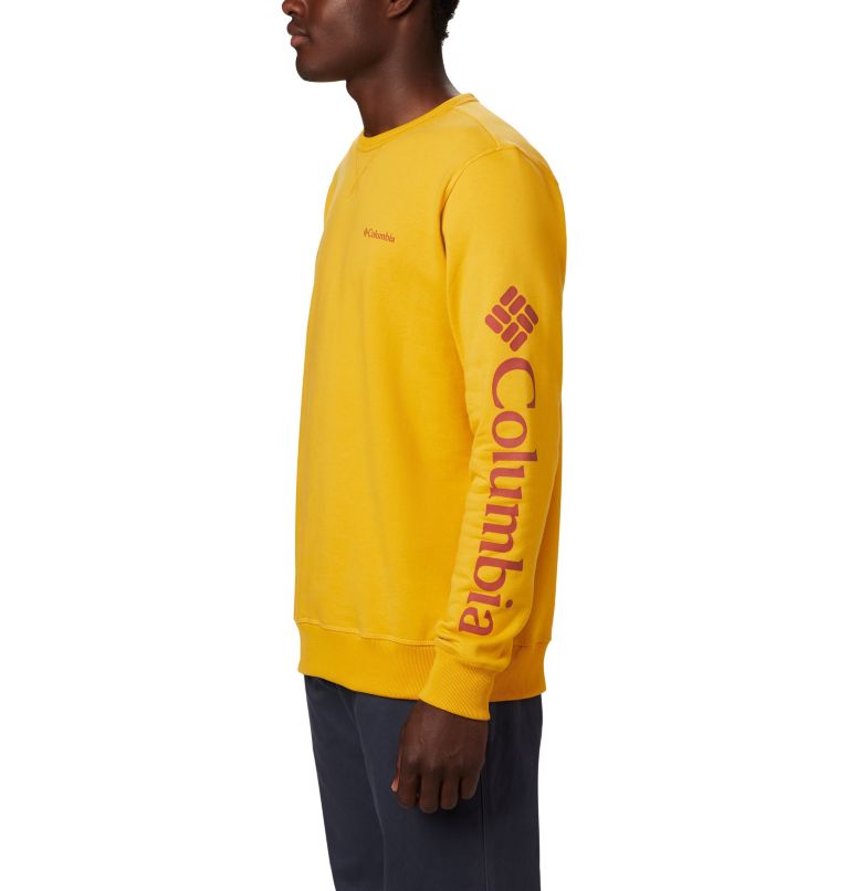 M Columbia&trade; Logo Fleece Crew | 790 | M Men's Columbia&trade; Logo Fleece Crew, Bright Gold, Carnelian Red, a3