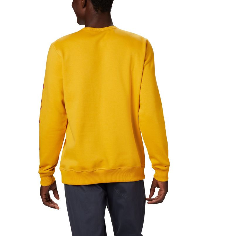 M Columbia&trade; Logo Fleece Crew | 790 | M Men's Columbia&trade; Logo Fleece Crew, Bright Gold, Carnelian Red, back