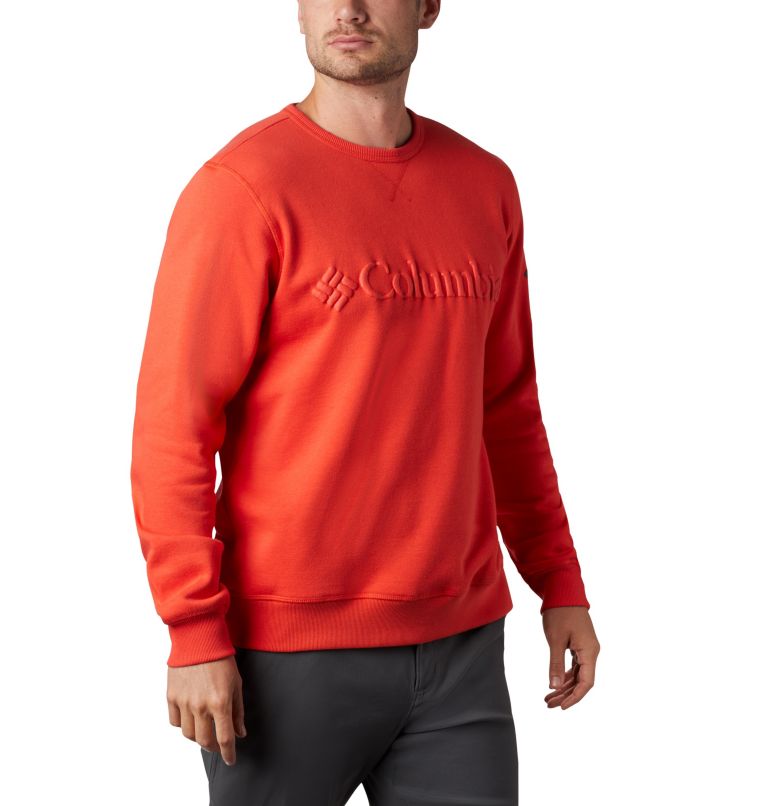 M Columbia&trade; Logo Fleece Crew | 845 | S Men's Columbia&trade; Logo Fleece Crew, Wildfire, Fossil, a3