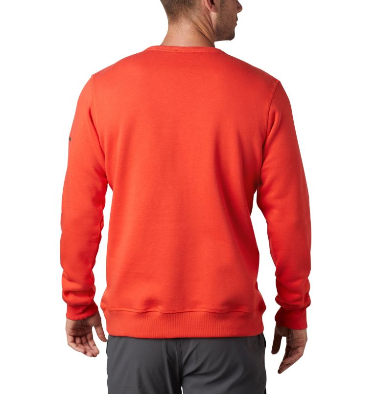 M Columbia&trade; Logo Fleece Crew | 845 | S Men's Columbia&trade; Logo Fleece Crew, Wildfire, Fossil, back