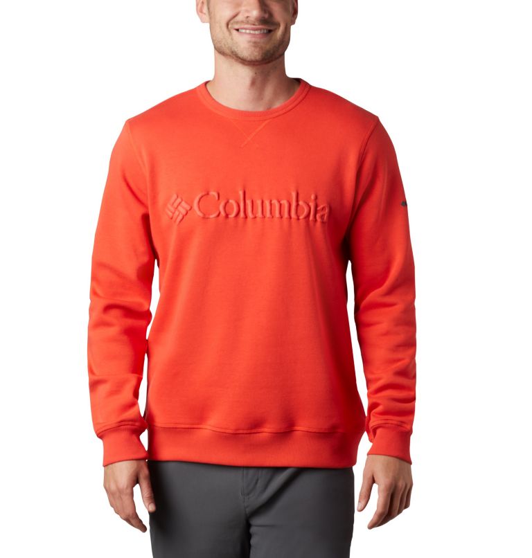 M Columbia&trade; Logo Fleece Crew | 845 | S Men's Columbia&trade; Logo Fleece Crew, Wildfire, Fossil, front