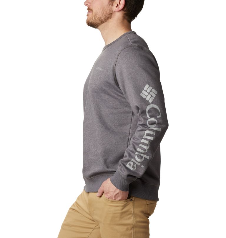 Men's Columbia Logo Fleece Crew – Tall, Color: City Grey Hthr, CSC Sleeve Logo, image 3