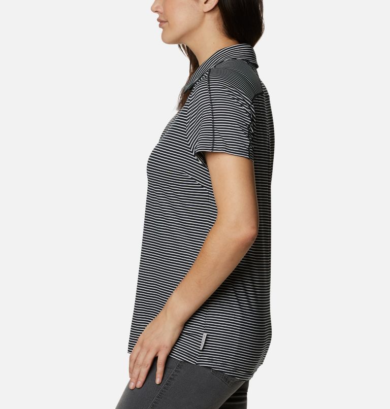 Women's Firwood Camp II Polo, Color: Black, White Stripe, image 3