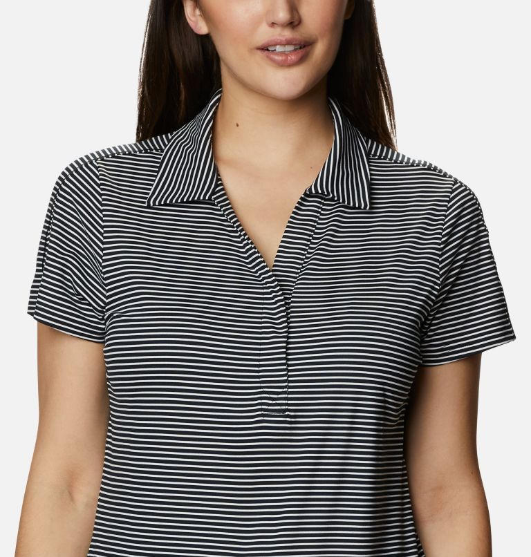 Women's Firwood Camp II Polo, Color: Black, White Stripe, image 4