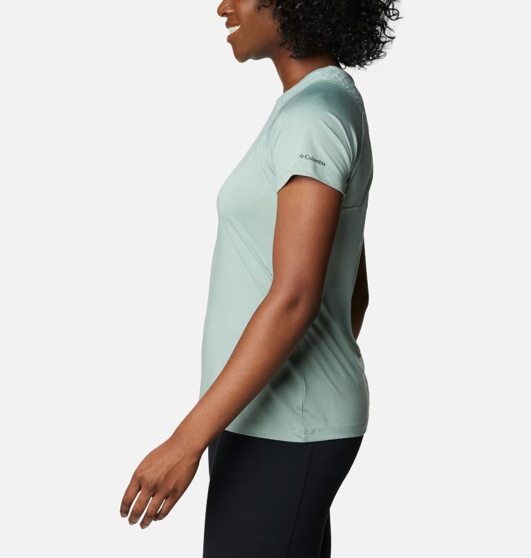 Women's Peak To Point II Technical T-Shirt, Color: Aqua Tone Heather, image 3