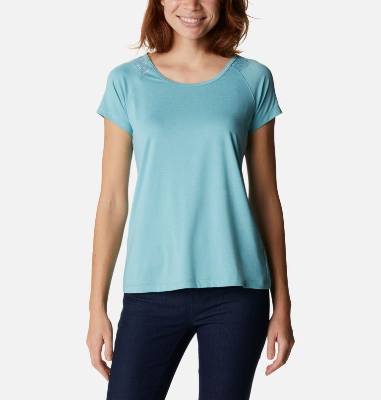 Women's Peak To Point II Technical T-Shirt, Color: Sea Wave Heather, image 1