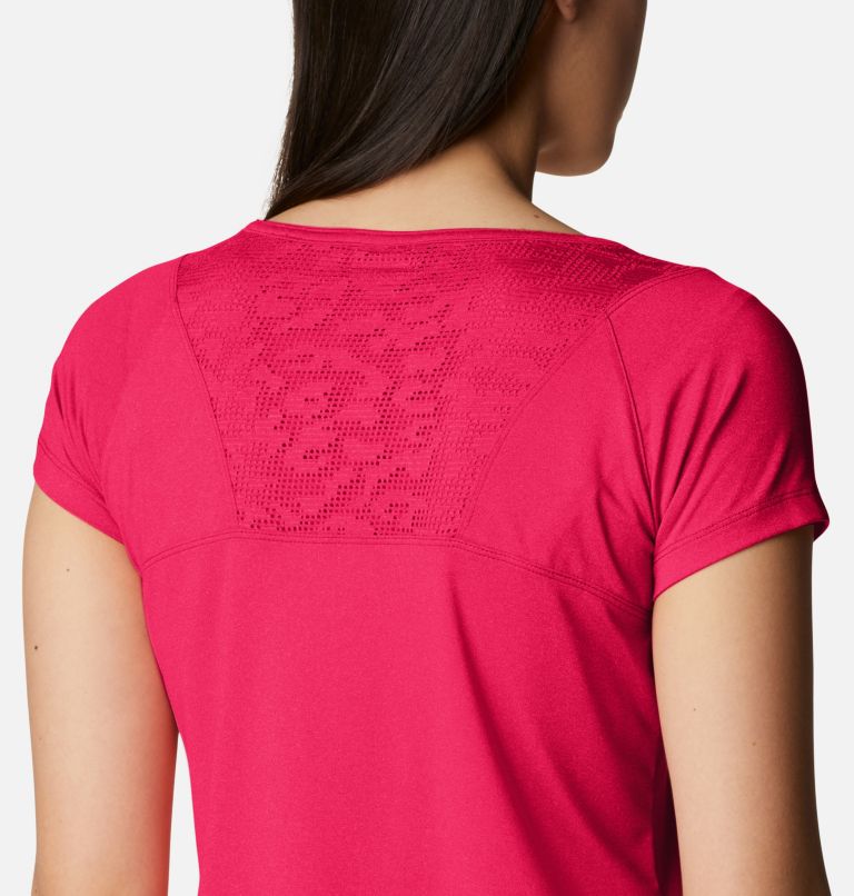 Women's Peak To Point II Technical T-Shirt, Color: Red Hibiscus Heather, image 5
