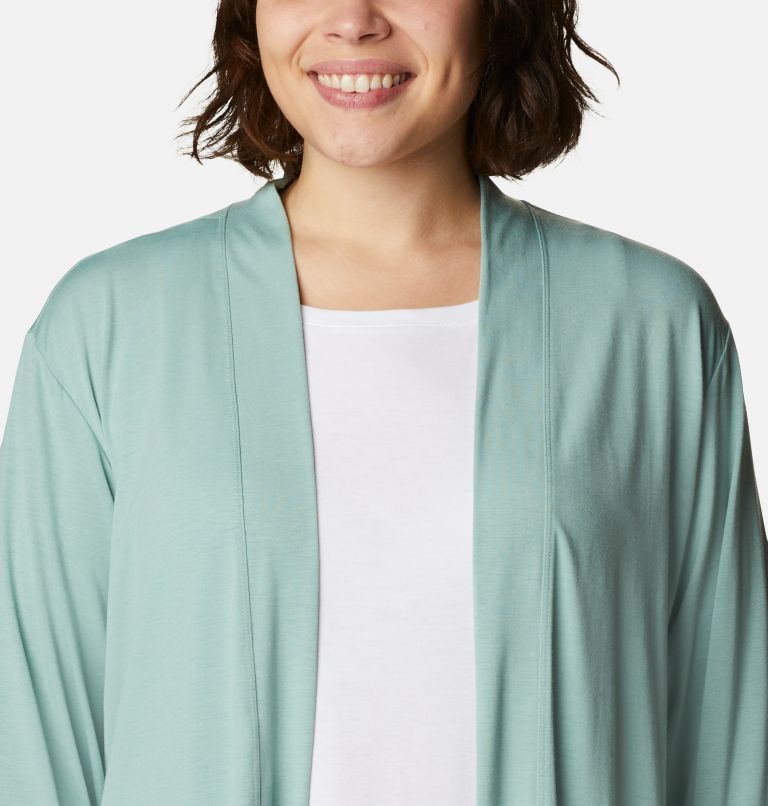 Women's Essential Elements Cardigan – Plus Size, Color: Aqua Tone, image 4