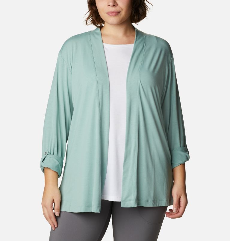Women's Essential Elements Cardigan – Plus Size, Color: Aqua Tone, image 6