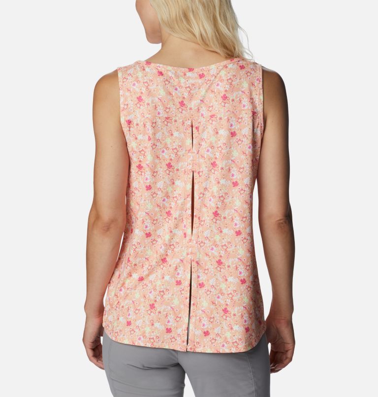 Women's Chill River Tank, Color: Peach, Mini Hibiscus, image 2