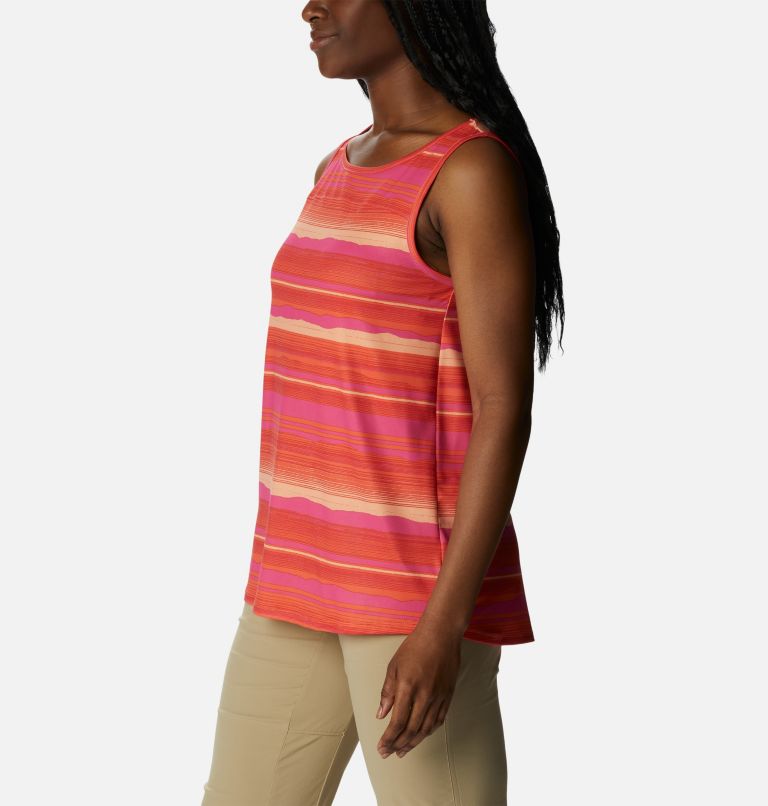 Women's Chill River Tank, Color: Sunset Orange, Horizons Stripe, image 3