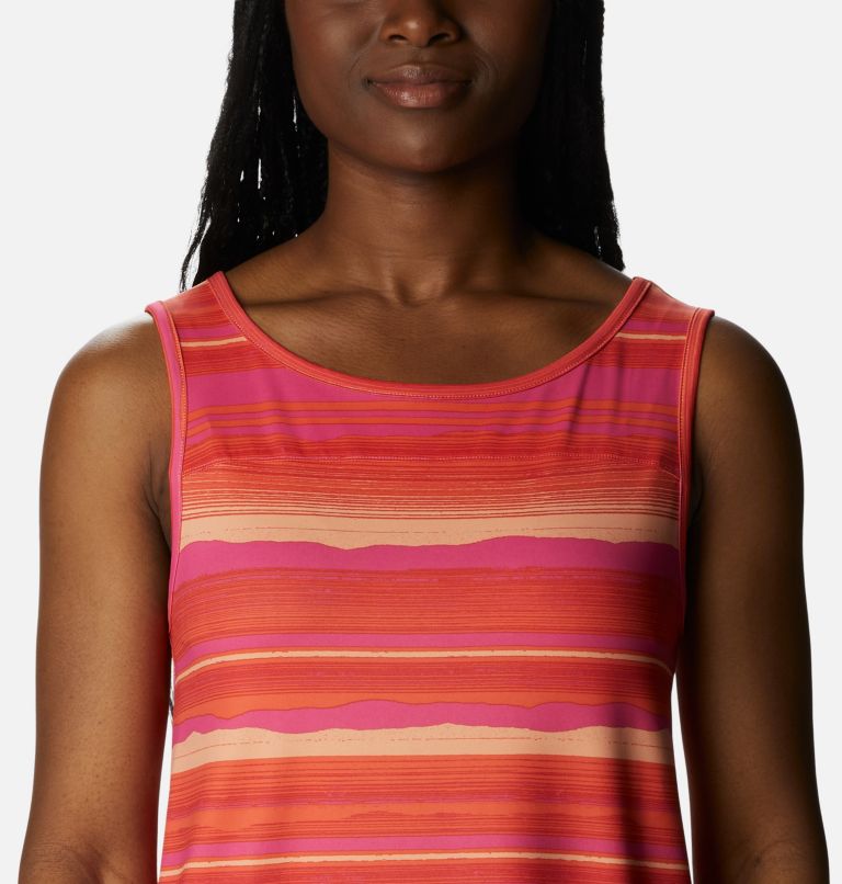 Women's Chill River Tank, Color: Sunset Orange, Horizons Stripe, image 4
