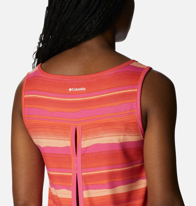 Women's Chill River Tank, Color: Sunset Orange, Horizons Stripe, image 5