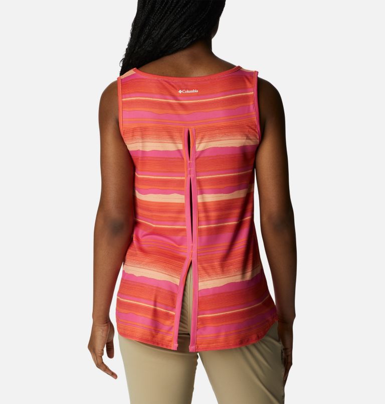 Women's Chill River Tank, Color: Sunset Orange, Horizons Stripe, image 2
