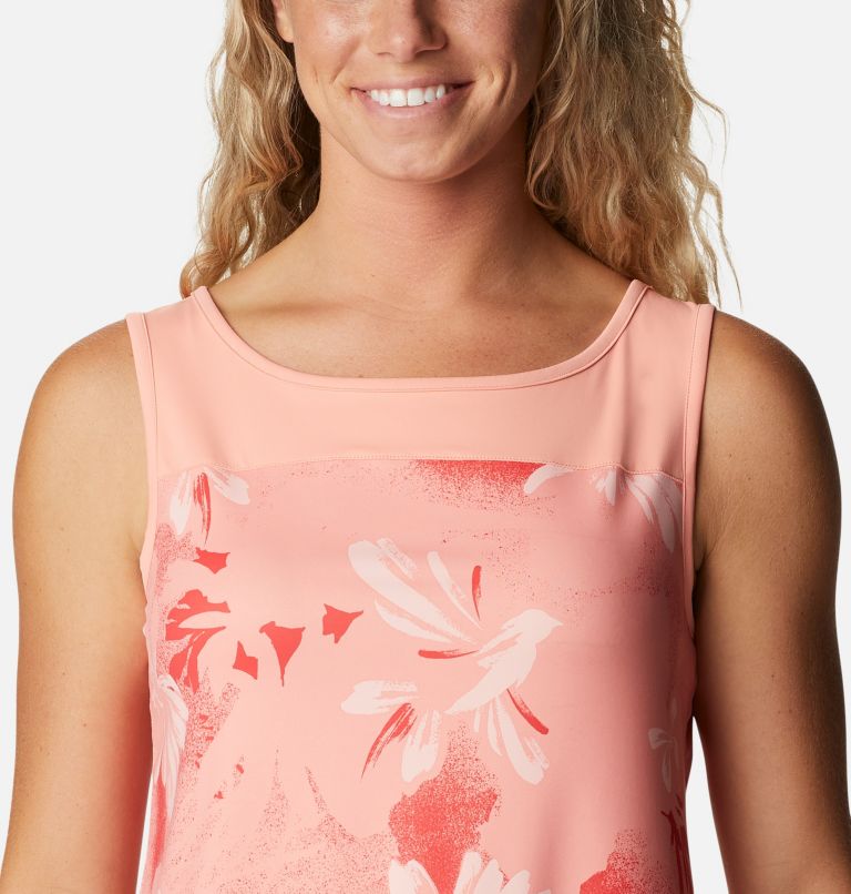 Women's Chill River Technical Tank, Color: Coral Reef Daisy Party, image 4