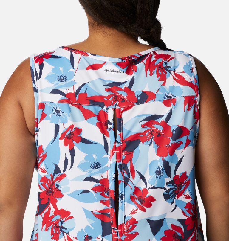 Thumbnail: Women's Chill River Tank – Plus Size, Color: Red Lily, Pop Flora, image 4