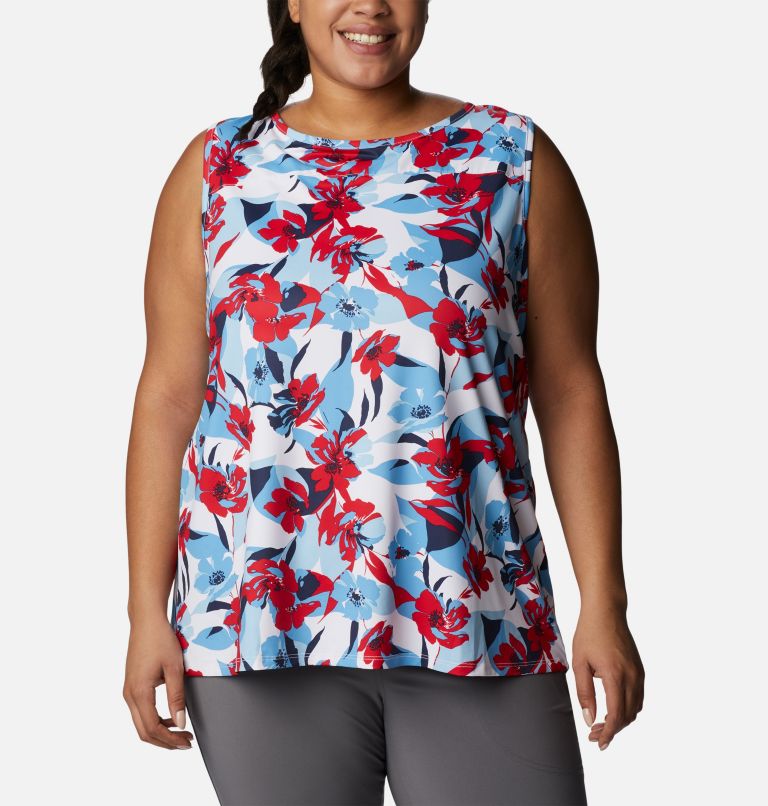 Women's Chill River Tank – Plus Size, Color: Red Lily, Pop Flora, image 1