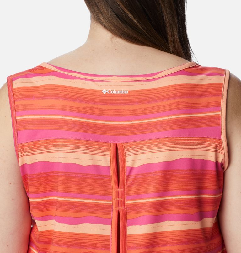 Women's Chill River Tank – Plus Size, Color: Sunset Orange, Horizons Stripe, image 5