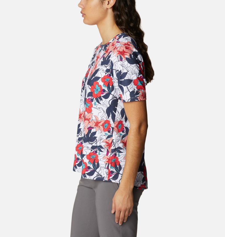 Women's Chill River Short Sleeve Shirt, Color: White Lakeshore Floral Multi Print, image 3
