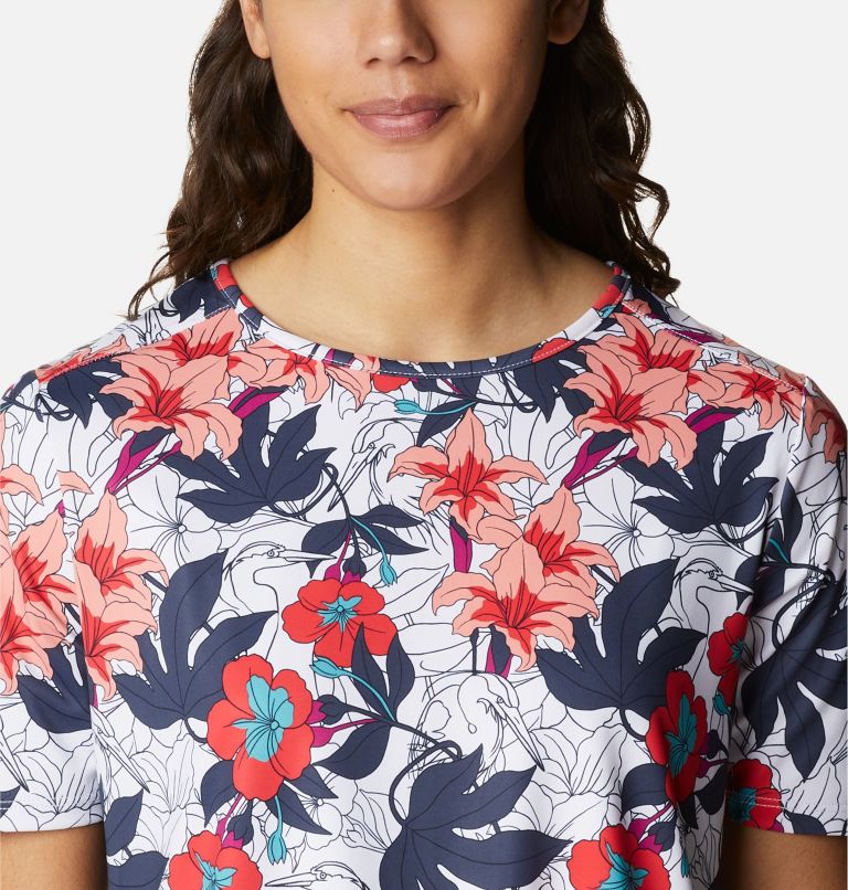 Women's Chill River Short Sleeve Shirt, Color: White Lakeshore Floral Multi Print, image 4
