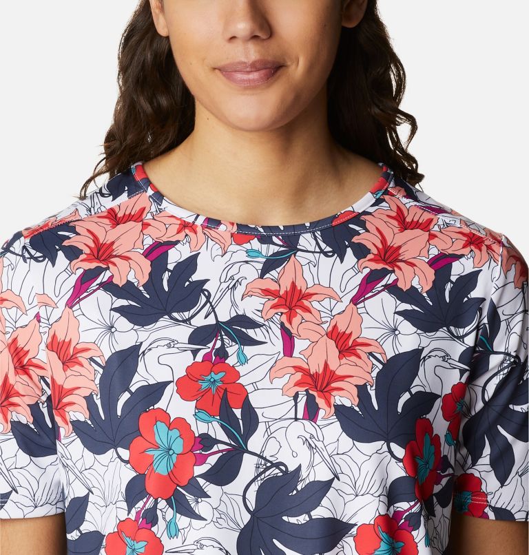 Women's Chill River Short Sleeve Shirt, Color: White Lakeshore Floral Multi Print