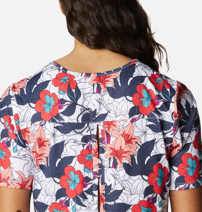 Women's Chill River Short Sleeve Shirt, Color: White Lakeshore Floral Multi Print, image 5