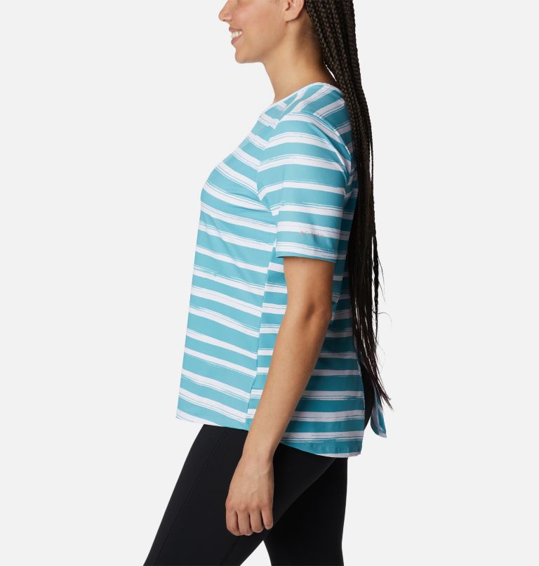 Women's Chill River Short Sleeve Shirt, Color: Sea Wave Brush Stripe, image 3