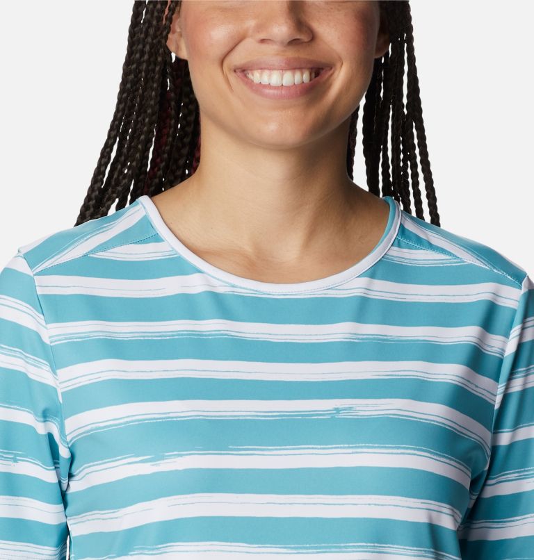 Thumbnail: T-shirt à manches courtes Chill River pour femme, Color: Sea Wave Brush Stripe, image 4